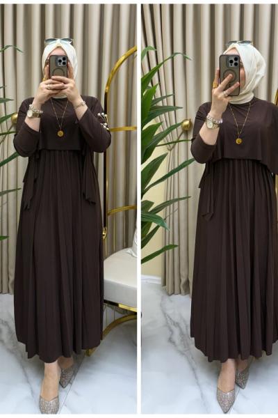 Pelerinli elbise  Kahverengi