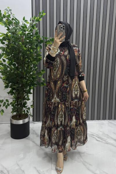 Şal şifon elbise Sarı