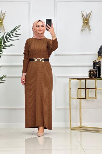 ESİLA TRİKO ELBİSE-SÜTLÜ KAHVE