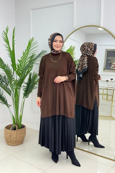 YAĞMUR TRİKO TUNİK - ACI KAHVE