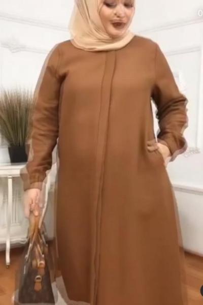 Fermuarlı  Kaşe Kaban Tütün Tütün
